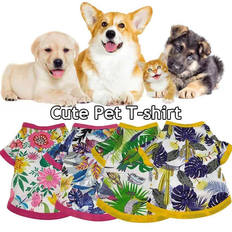 

Hawaii Cartoon Dog Clothes For Small Dogs Summer Chihuahua Dog Shirt Cute Puppy Vest French Bulldog Dog Costume Pet Clothing