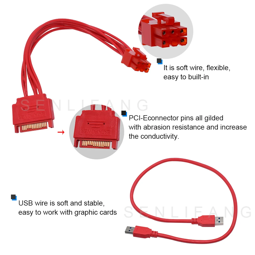 Кабель питания V014 Pro PCIE Riser 014 1-6 шт. кабель для майнинга |