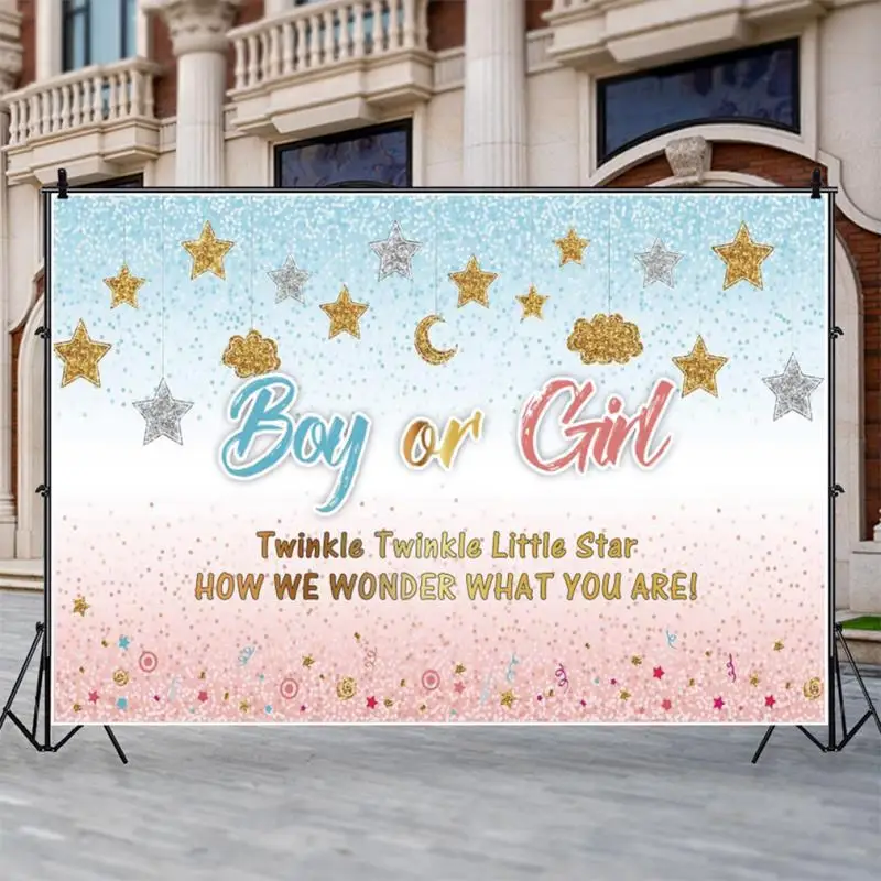 

SZFOSITE Baby Shower Background Gender Reveal Party Newborn Boy or Girl Birthday Decoration Photography Backdrop Photo Studio