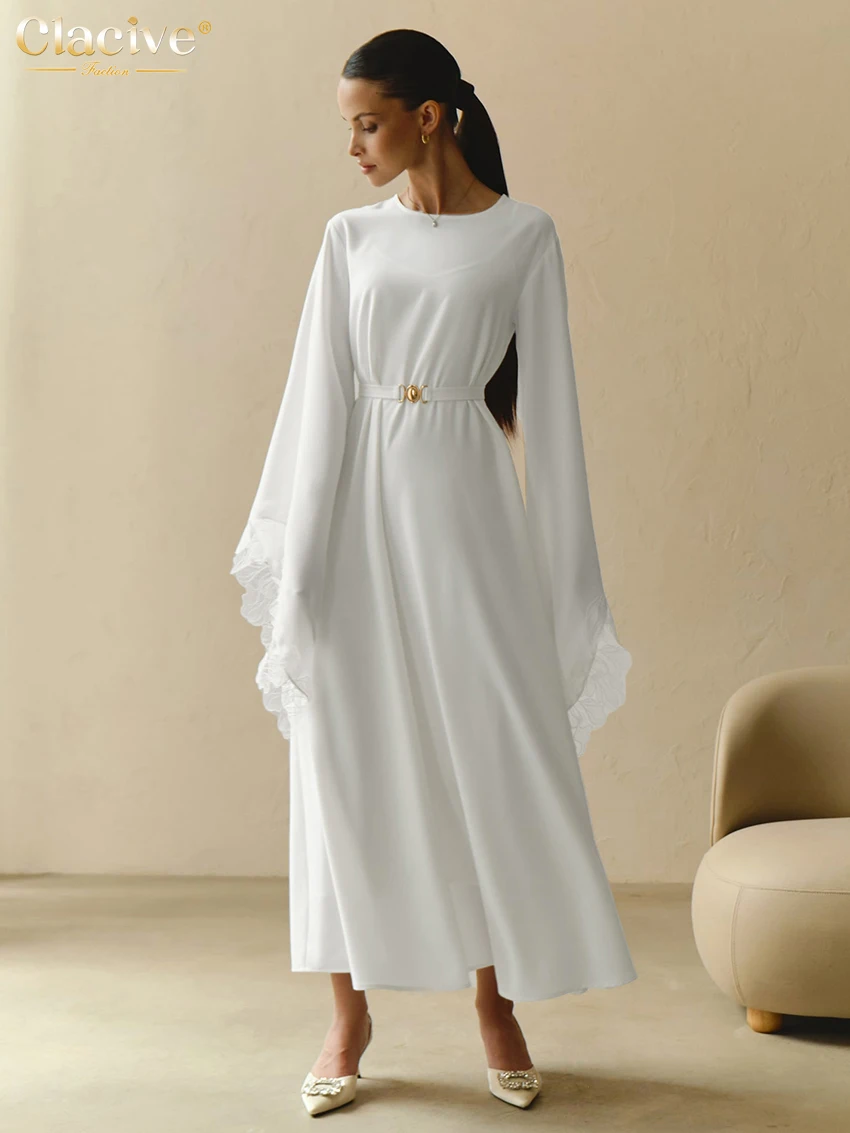 Модные свободные белые атласные комплекты Clacive из 2 предметов женская одежда