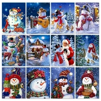 gatyztory christmas oil painting by numbers 60x75cm frame snowman picture by number handmade diy gift home living room decor