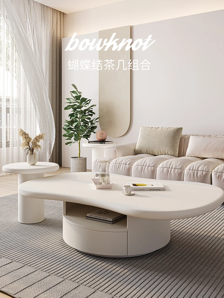 

French cream style bow coffee table wabi-sabi style small apartment