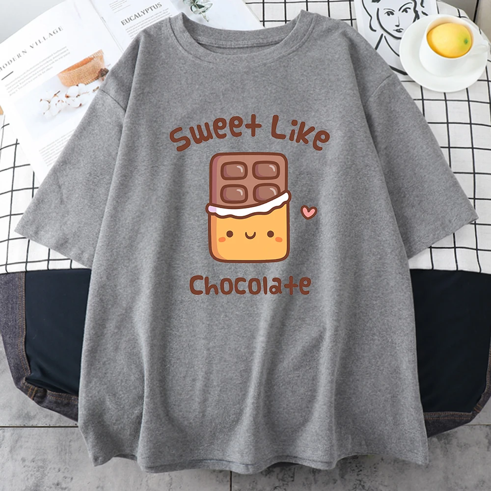 Футболка женская с принтом шоколада милая мультяшная футболка графическим