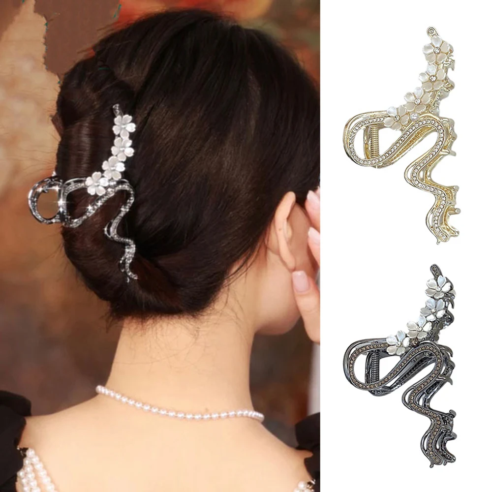 

Large Size Hairpin Floral Wave Metal Shark Clip Ponytail Holder Headwear DIY Ponytail Clip Geometric Alloy Crab Clip Barrettes