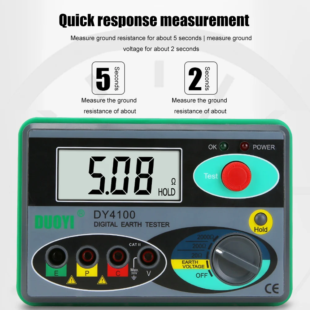 

DY4100 Digital Megohmmeter Megger Meter Insulation Earth Ground Resistance 0-2000 Ohm Voltage Tester