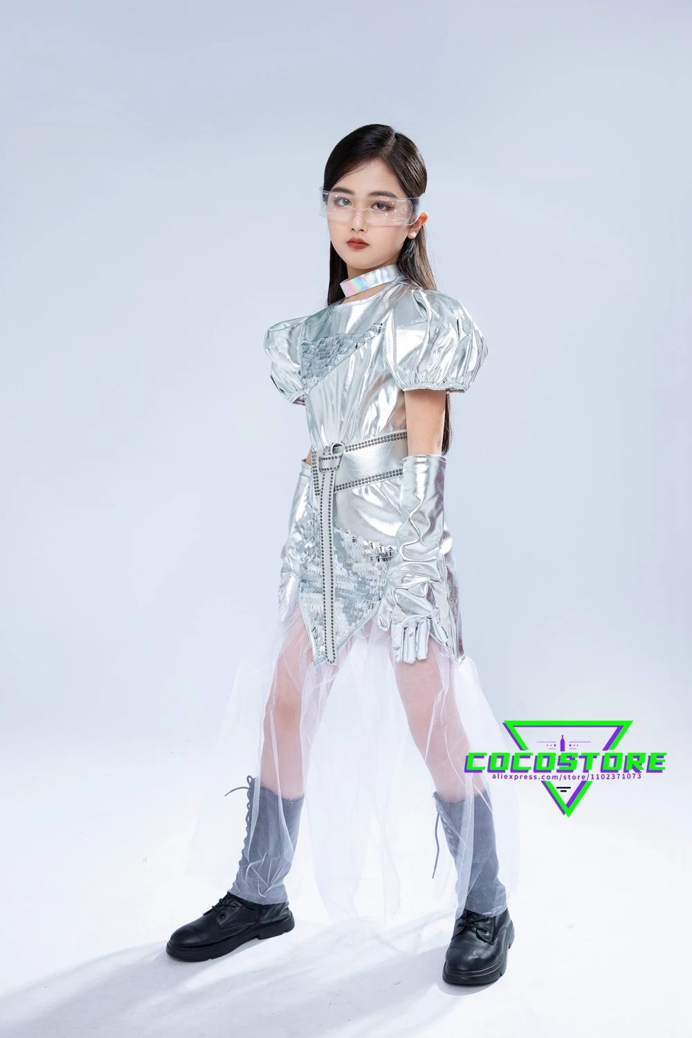 Танцевальные костюмы серебряного цвета для девочек модная сценическая одежда