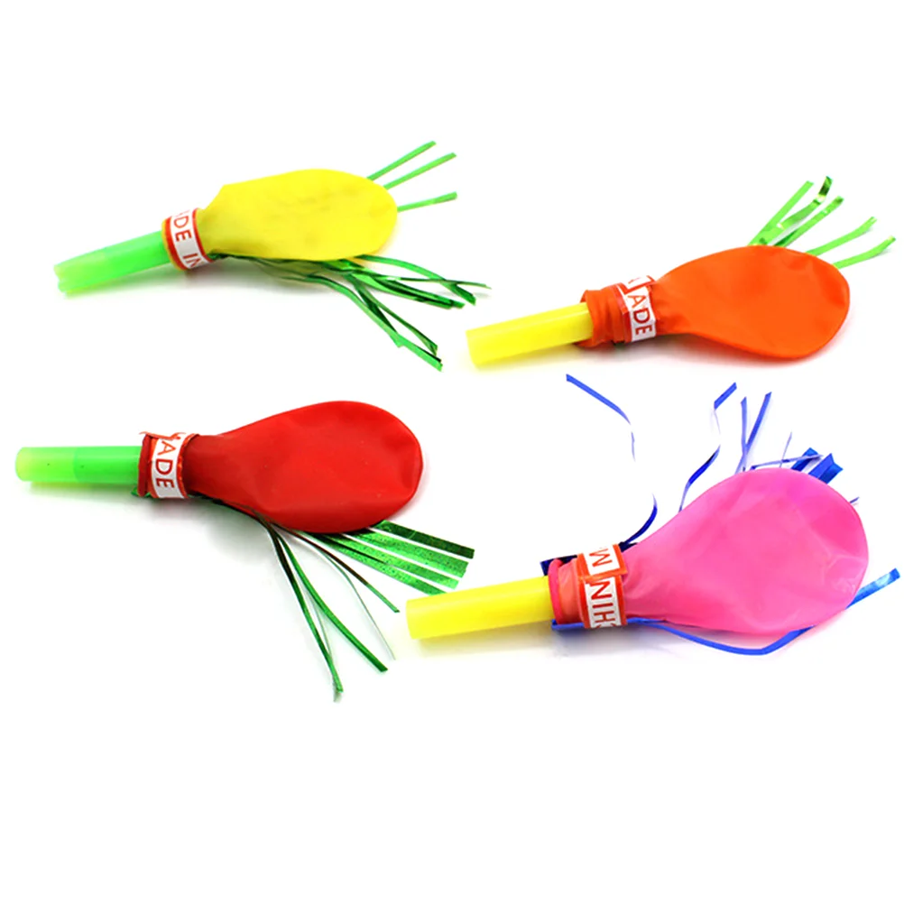 

100 Pcs Musical Blow Outs Balloon Mixed Glitter Fringed Metallic Noisemaker Kids Blowouts Whistles for Birthday gadget children