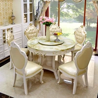 european dining table and chair combination marble luxury solid wood dining table round table household american furniture dinin