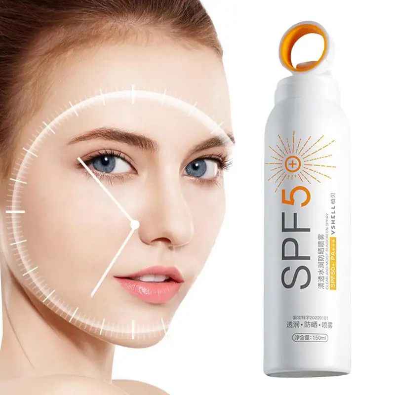 

Hydrating Sunscreen Spray 150g Silky Hydrating Light SPF50 Sunblock Mist Non-Greasy Oil-Free Sunscreen Mist Facial Mist