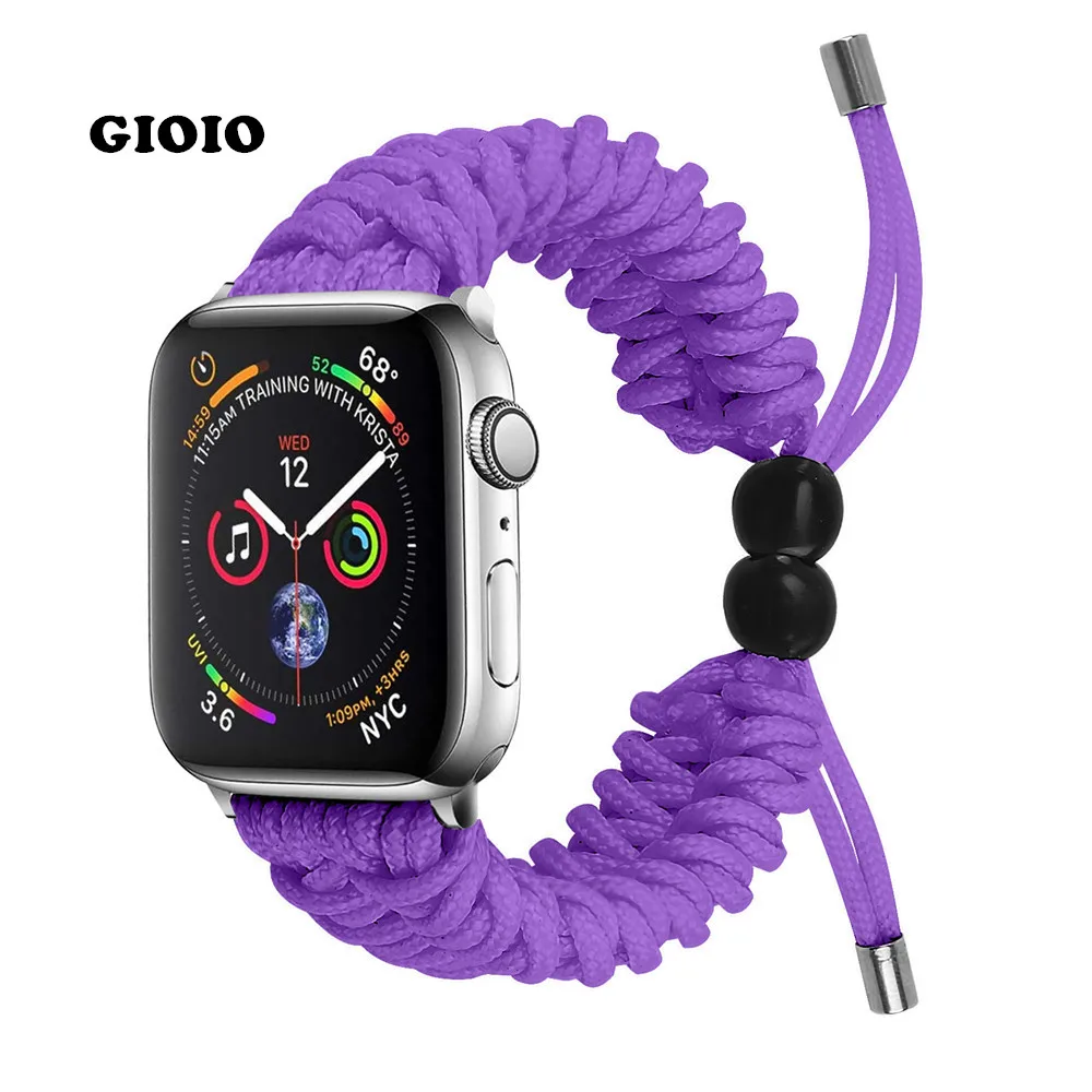 

Плетеный ремешок для iWatch Series 7 6 5 4 3 2 Se, регулируемый плетеный браслет для Apple Watch 38 40 41 42 44 45 мм, ручная работа