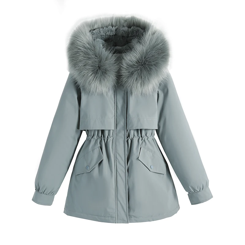 Winter Jacket Women Parkas 2022 New Fur Collar Snowsuit Loose Fashion Long Sleeve Coats Korean Hooded Female Clothing