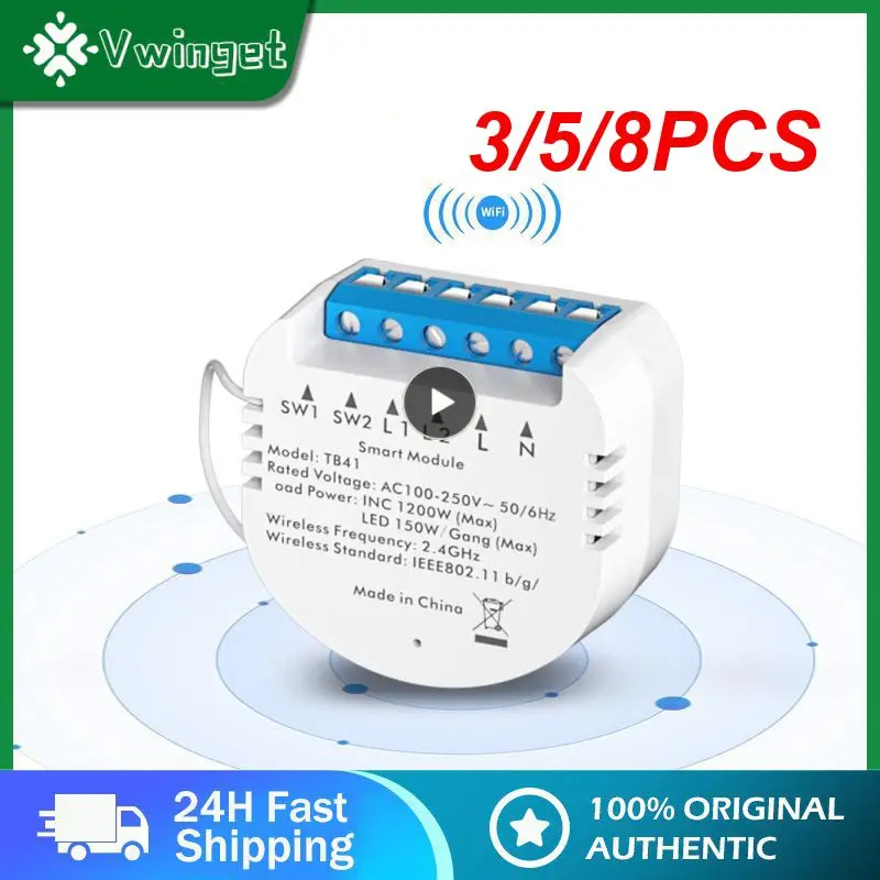 

3/5/8PCS Fire Wire Wifi Wireless Switch Diy Remote Smart Light Switch Neutral Wire Breaker Module App Control Tuya Switch