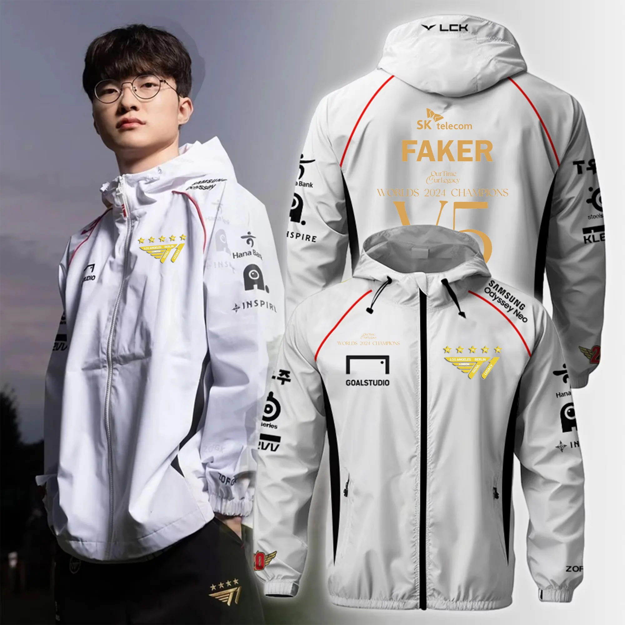 T1 World Unified Esports Team Shirt LOL Games Faker Fan Support Мужская и женская супер большая куртка-кепка