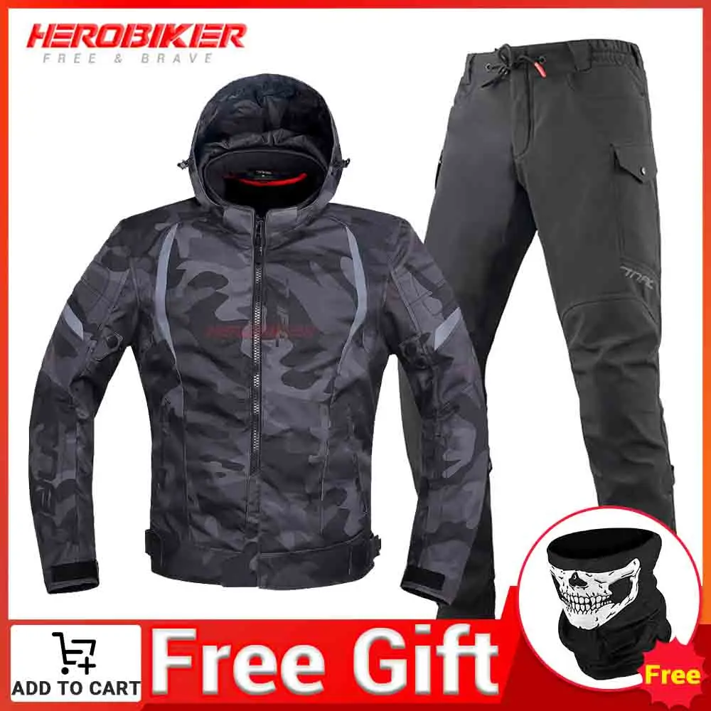 

Светоотражающая мотоциклетная куртка HEROBIKER, дышащая водонепроницаемая гоночная куртка для мотокросса, Всесезонная