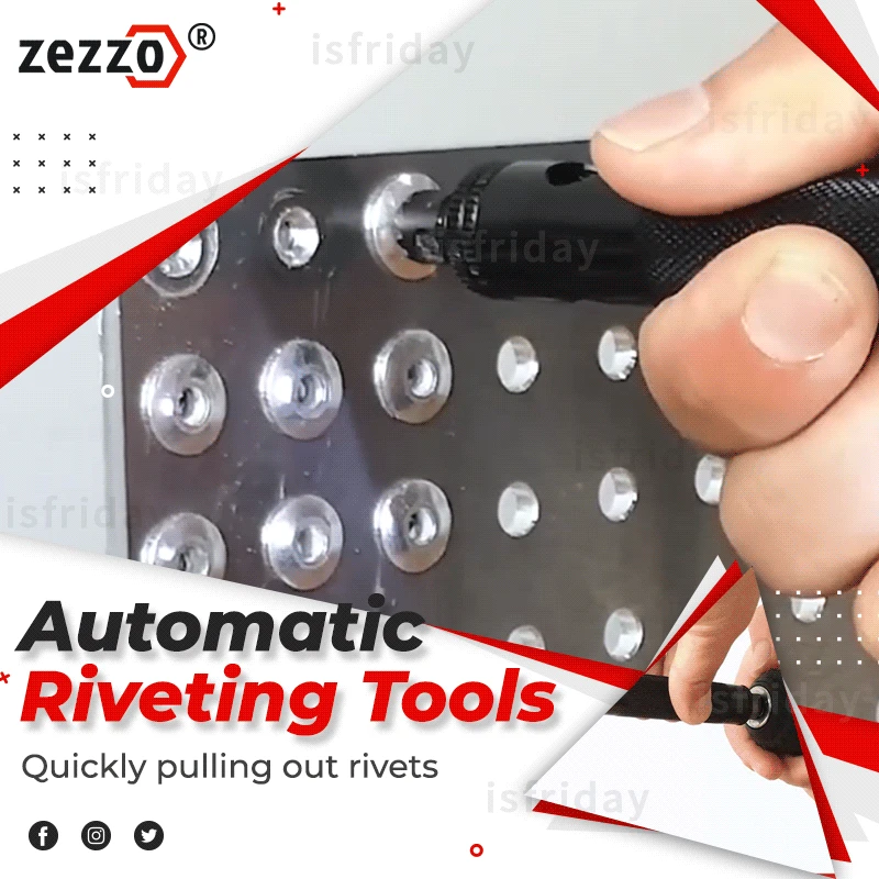 

Zezzo® Automatic Riveting Tools Set 1/4" Shank Electric Rivet Gun Head Set For Rivet Nut GunTool Drilling Rivet Machine Tool