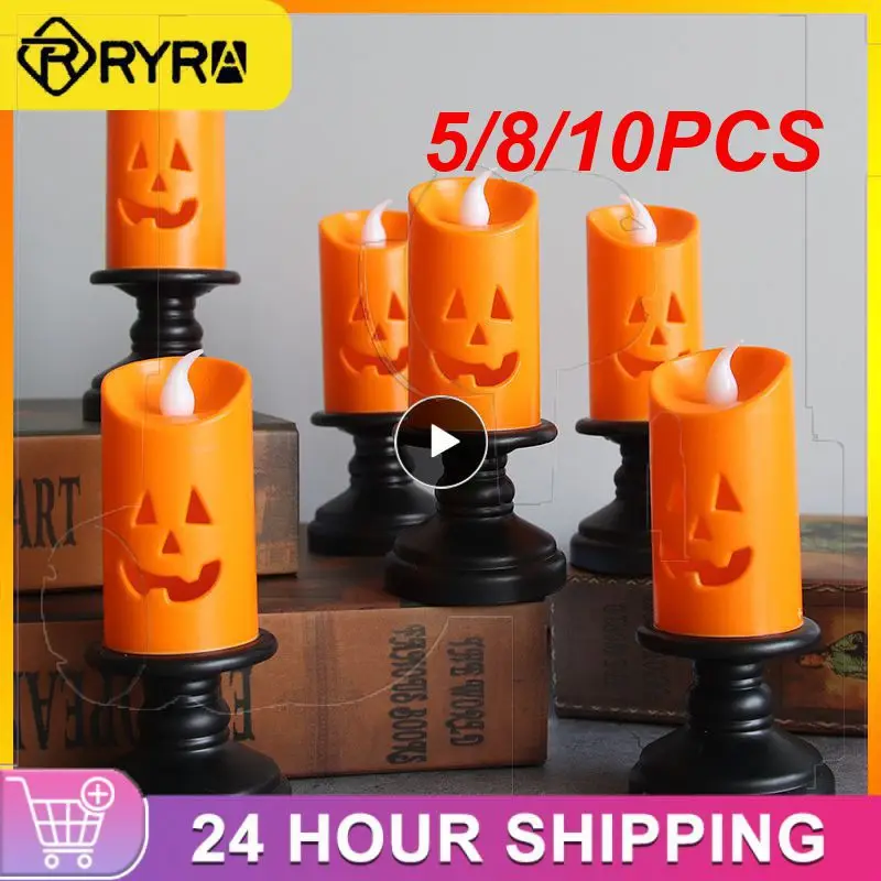 

LED Candle Light Halloween Pumpkin Table Top Decor Colorful Candlestick Holiday DIY Decor Party Happy Halloween Party Supplies