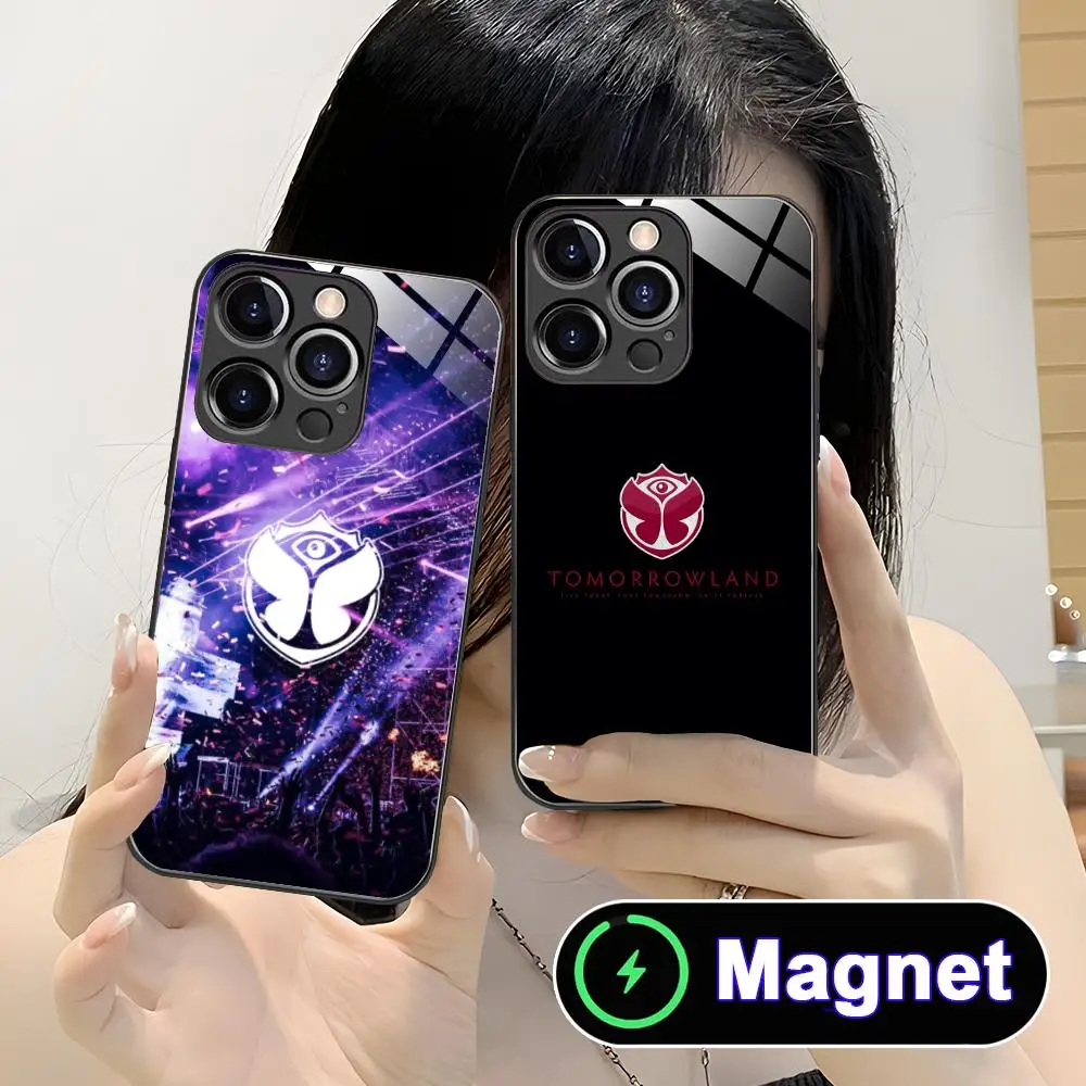 Фото Чехол для телефона Tomorrowland Festival для iPhone 17 16 15 14 13 12 11 Air Pro Max Plus Mini, стеклянный, с магнитом №4
