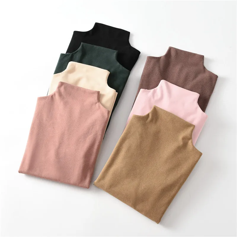 Winter High Collar Long Sleeve Thermal T-shirt Women's Large Base Coat Thermal Underwear Tops Thick Solid Three Second Fast Heat