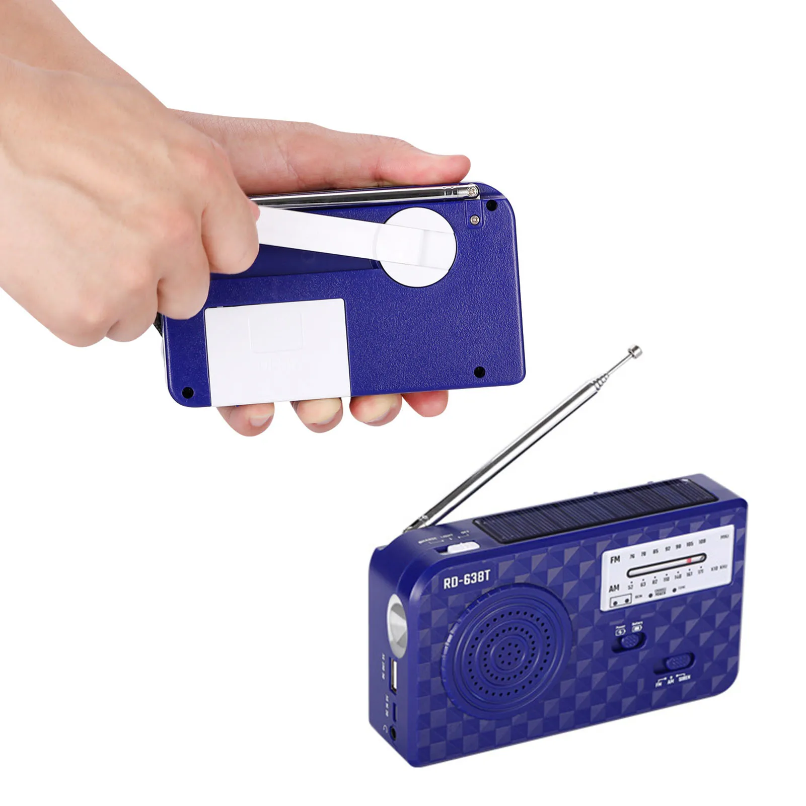 

Emergency Weather Radio With AM/FM Solar Hand Crank Radio With Micro USB Multiple Power Sources Self Powered AM/FM Weather Radio