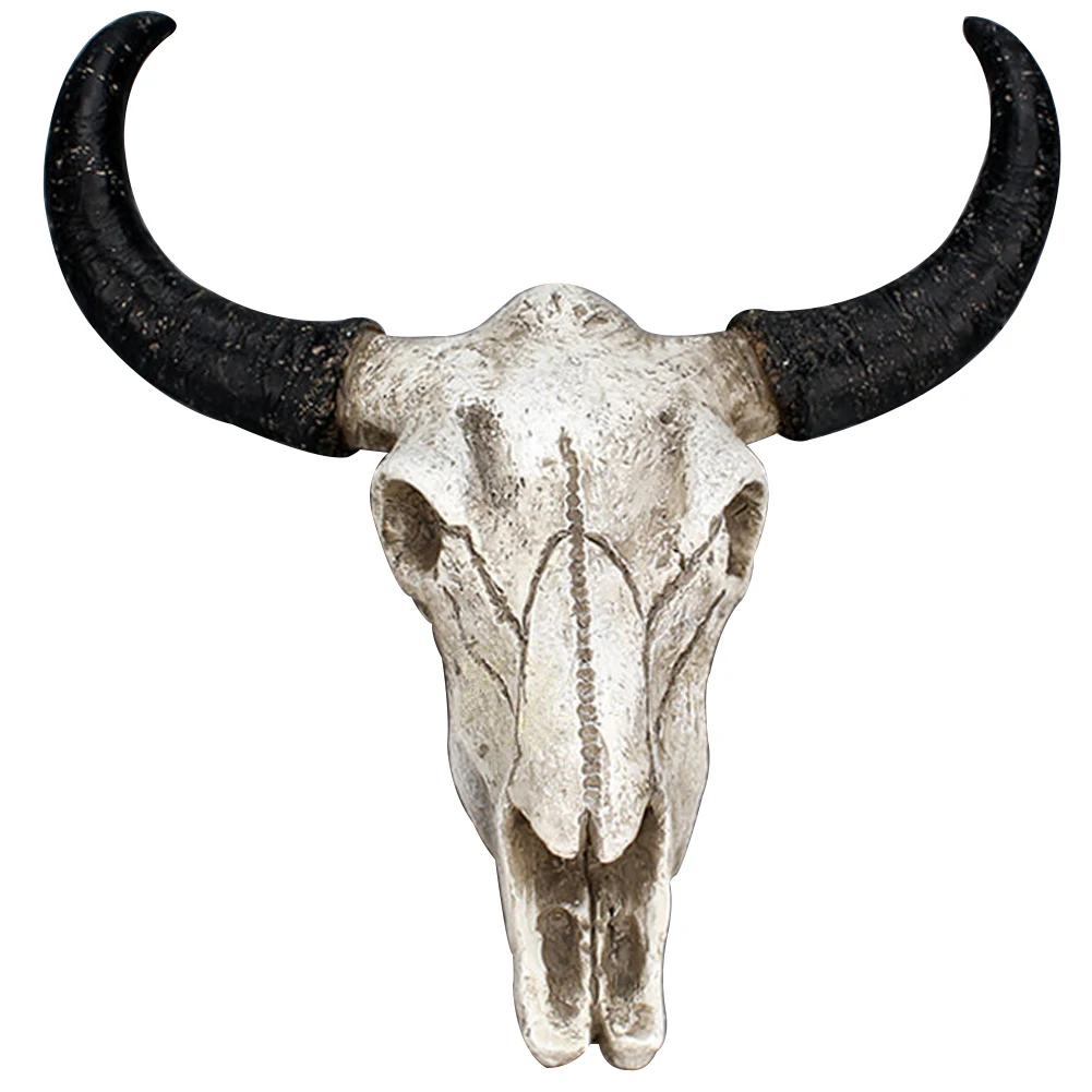

Bull Skull Shape Resin Bathroom Bedroom Sculptures Art Home Decor Halloween Long Horn Wall Hanging Ornament Rustic Figurines