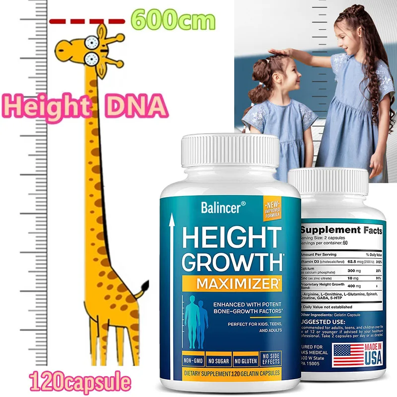 

Height Growth Maximizer, Natural Height, Growth Pills with Calcium for Bone Strength - Bone Growth Height Supplement