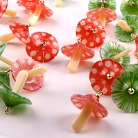 10pcs cute red mushroom charms diy earrings making accessories resin necklace keychain pendant handmade jewelry wholesale bulk