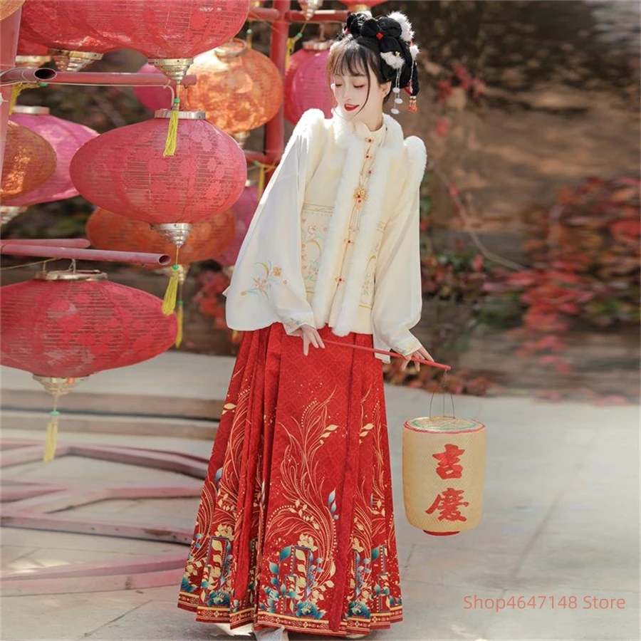 Стильная осенне-зимняя юбка в стиле мин ханьфу для конского хвоста китайское