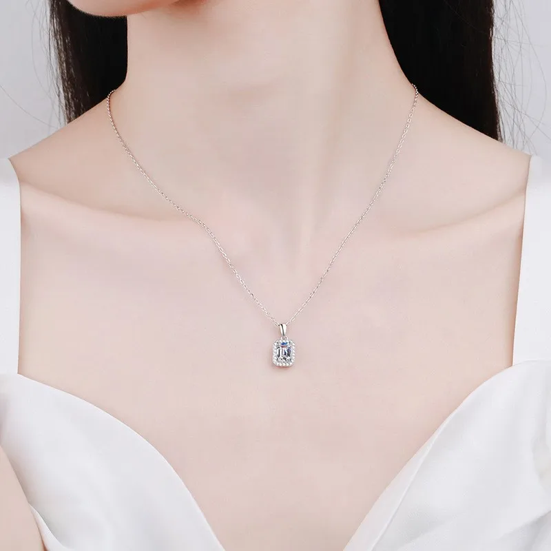 XL009 Lefei модный цвет D Classic 1 CT муассанит с бриллиантами прямоугольные ожерелья для