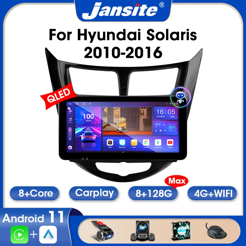 

Jansite 10.33" 2 Din Android 11.0 Car Radio For Hyundai Solaris 1 2010-2016 QLED Screen Multimedia Video Player Carplay RDS DSP