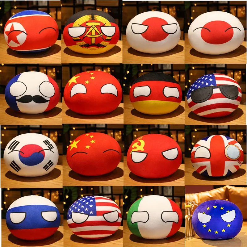 

10cm Kawaii Country Ball Toy Plush Pendant Polandball Plush Doll Countryball USSR USA FRANCE RUSSIA UK JAPAN GERMANY ITALY Korea