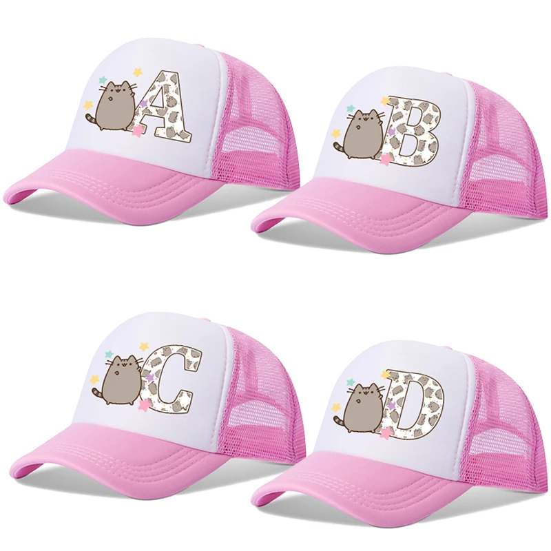 Pusheen Кот Девочки Бейсболки Буквы A-Z дышащая сетка мультфильм аниме Мальчики Милая