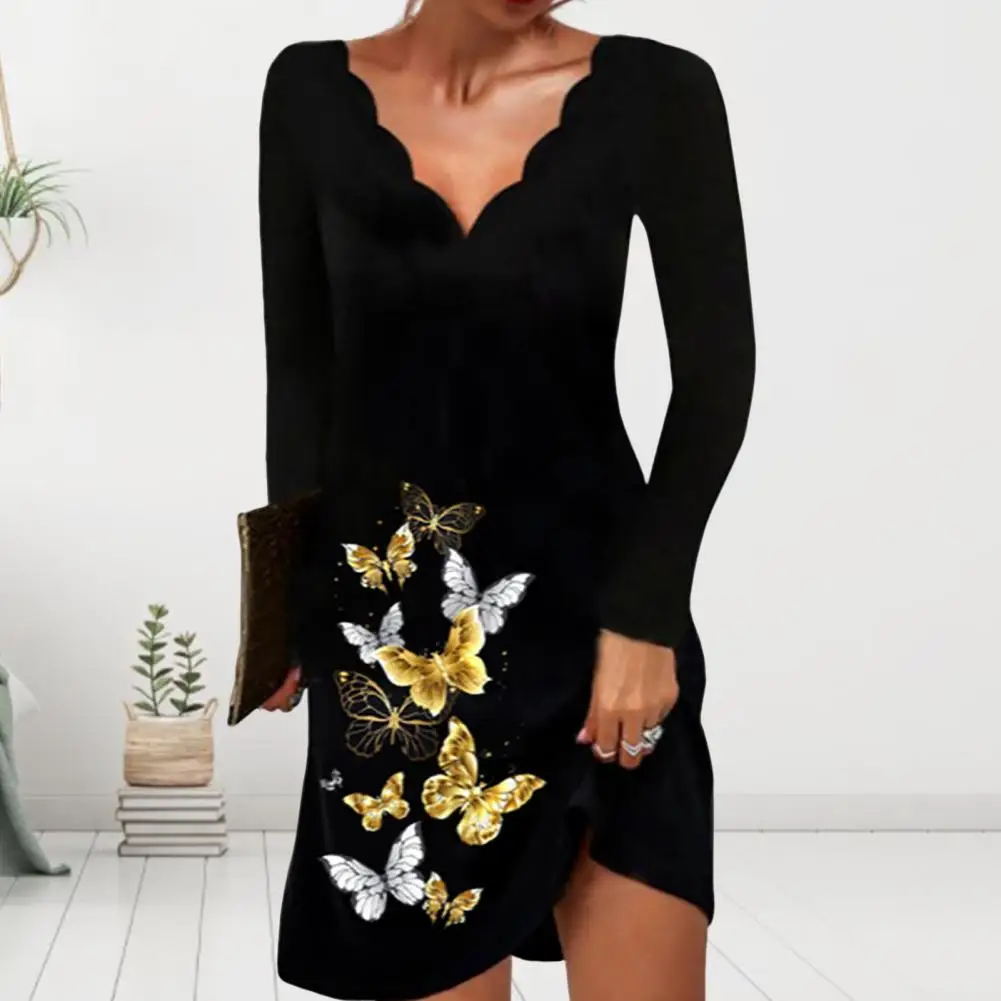 

Mini Dress V-Neck Lightweight Above Knee Fashionable Marble Print A-Line Women Casual Dress Party Dress Female Clothing