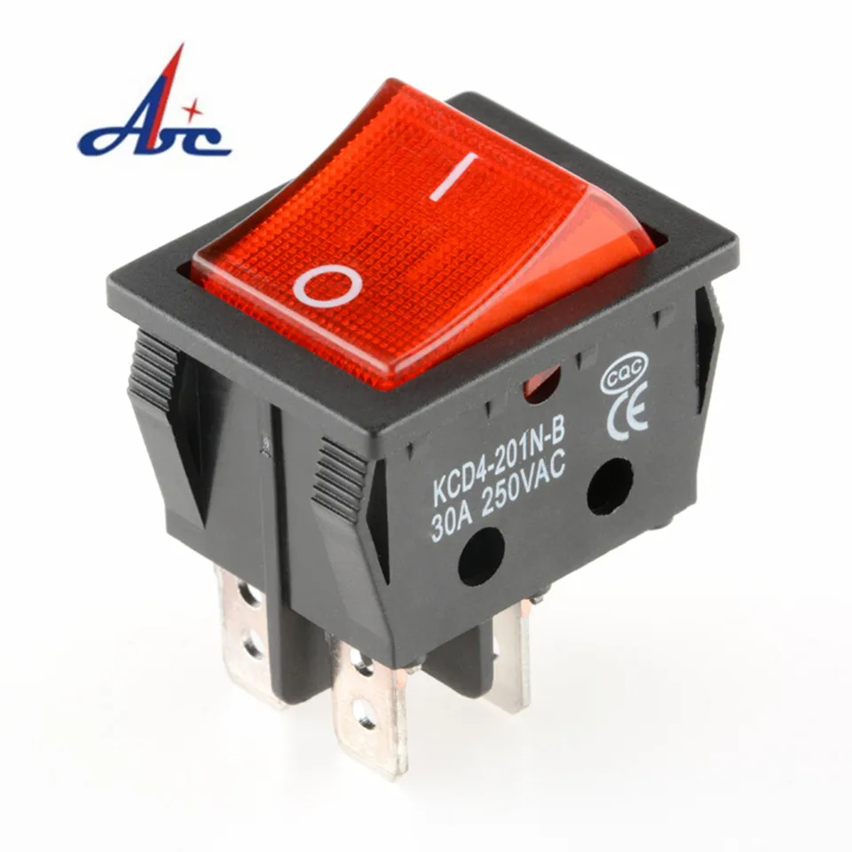 KCD4-201 ON OFF 30A/250V 16A/250V Heavy Duty 4-контактный клавишный выключатель T85 с светильник 12V 24V 110V 220V 380V