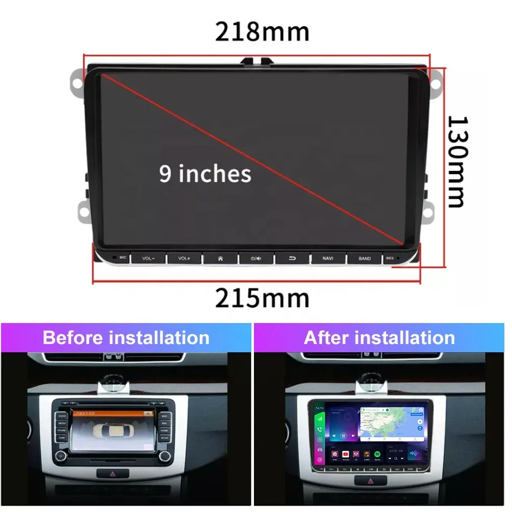 Iorigin IPS 9-дюймовый автомобильный радиоприемник 1280*720 1 + 16 Гб GPS Carplay Android видео для VW