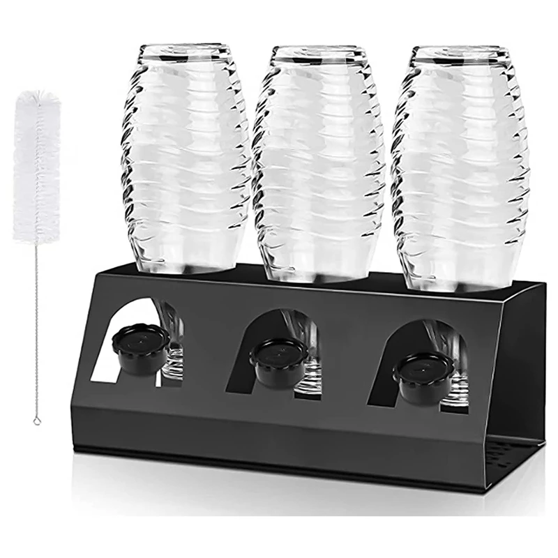 Сушилка для посуды для бутылок Sodastream и Emil с держателем крышки, держатель для бутылок из нержавеющей стали, с дренажной подставкой и щеткой