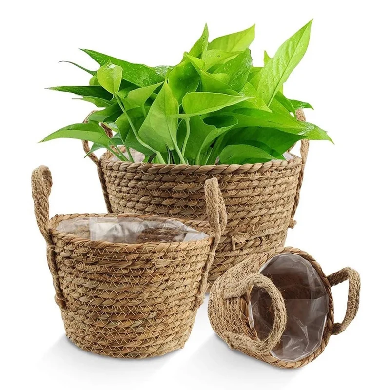 

Handmade Storage Basket Basket Rattan Flower Pot Indoor Outdoor Garden Plant Pots Cover Decor Bamboo Storage Basket