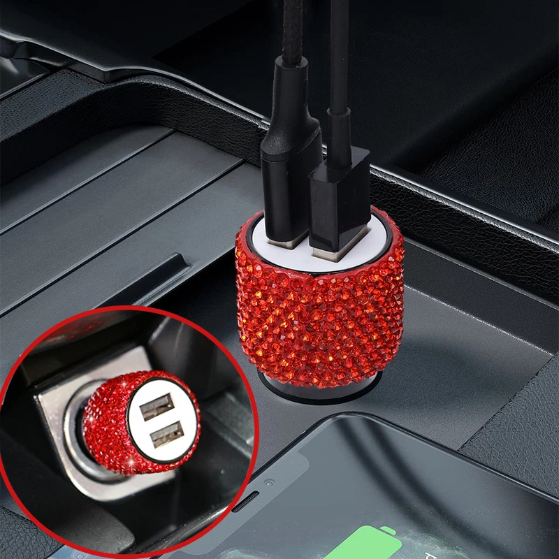 

Автомобильное зарядное устройство для телефона с двойным USB портом, 6 цветов