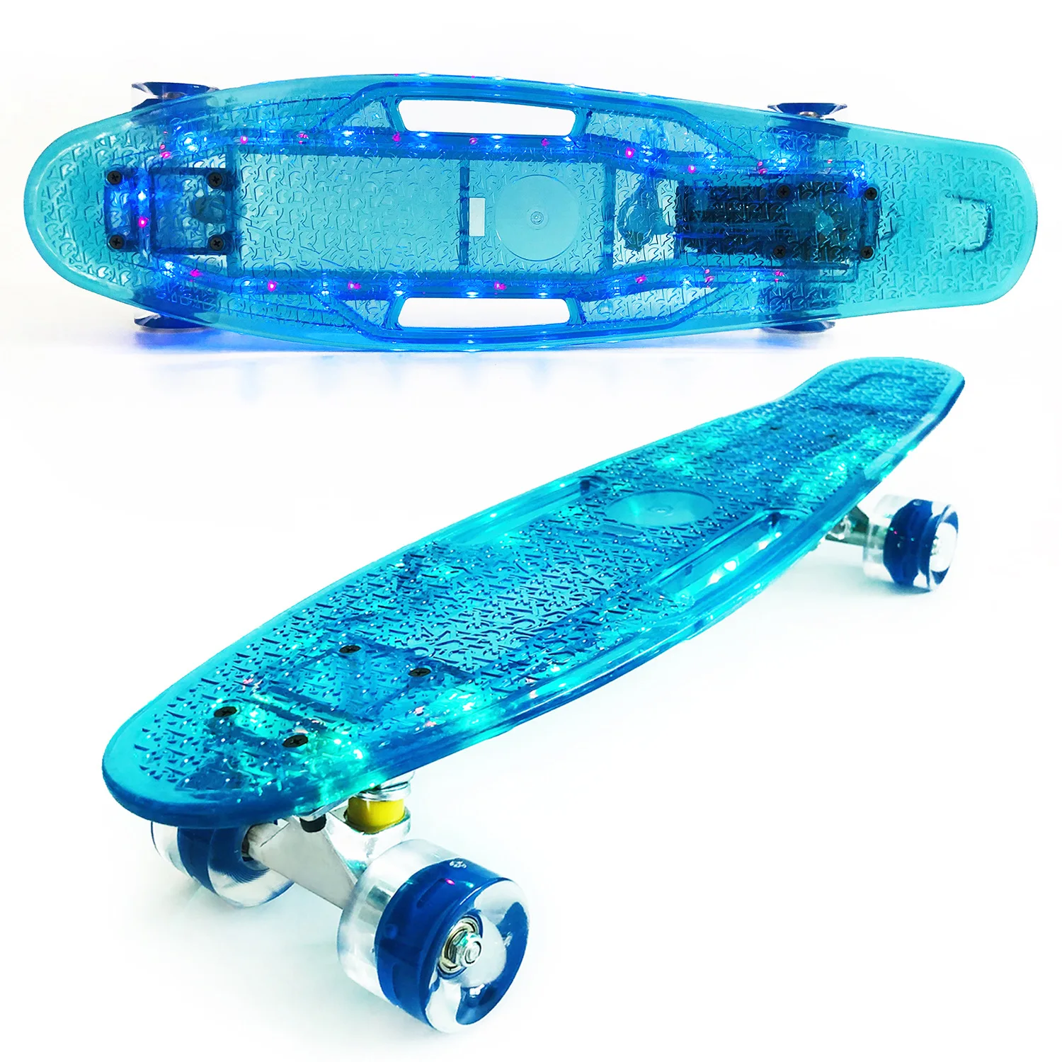 LED Skateboard 22inch Penny Board Flash Wheel Bluetooth Fish Board Mini Plastic Longboard 4 Wheel Scooter Children Skate Boards
