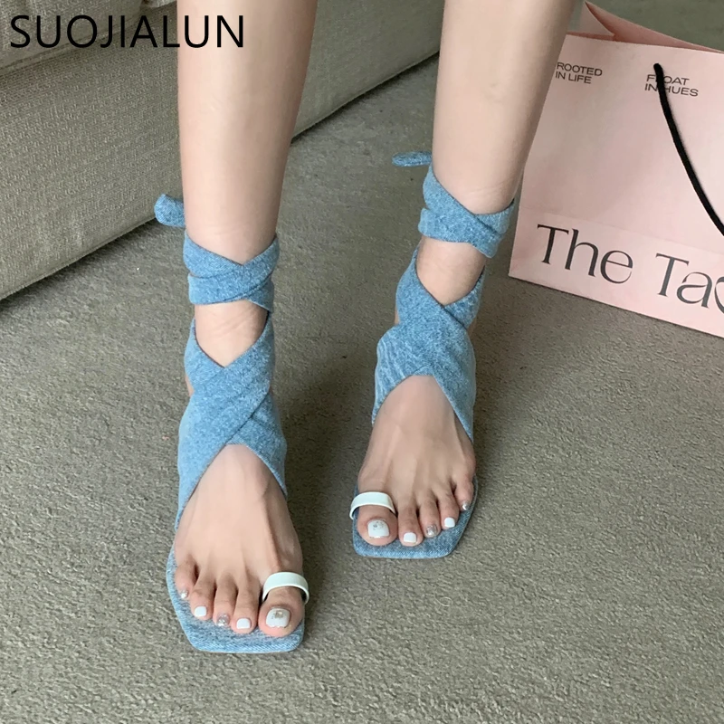 

SUOJIALUN 2022 Summer New Brand Women Ankle Strap Sandals Thin High Heel Square Toe Ladies Dress Pumps Shoes Outdoor Slides