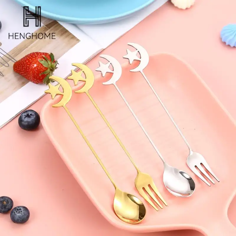 

Stainless Steel Spoon Fork Eid Mubarak Star Moon Pendant Ramadan Holiday Home Party Decoration Islam Muslim Tableware Decoration
