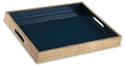 

Milesen Contemporary Wood Tray, Blue & Light Brown
