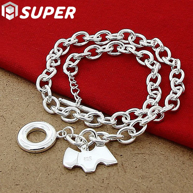 

925 Sterling Silver Dog Pendant Necklace Woman Man 18 Inches Chain Wedding Engagement Party Jewelry