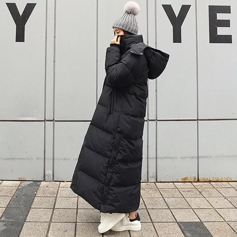 2022 Down parka Super long jacket female knee winter  jacket woman with thick black coat in winter enlarge