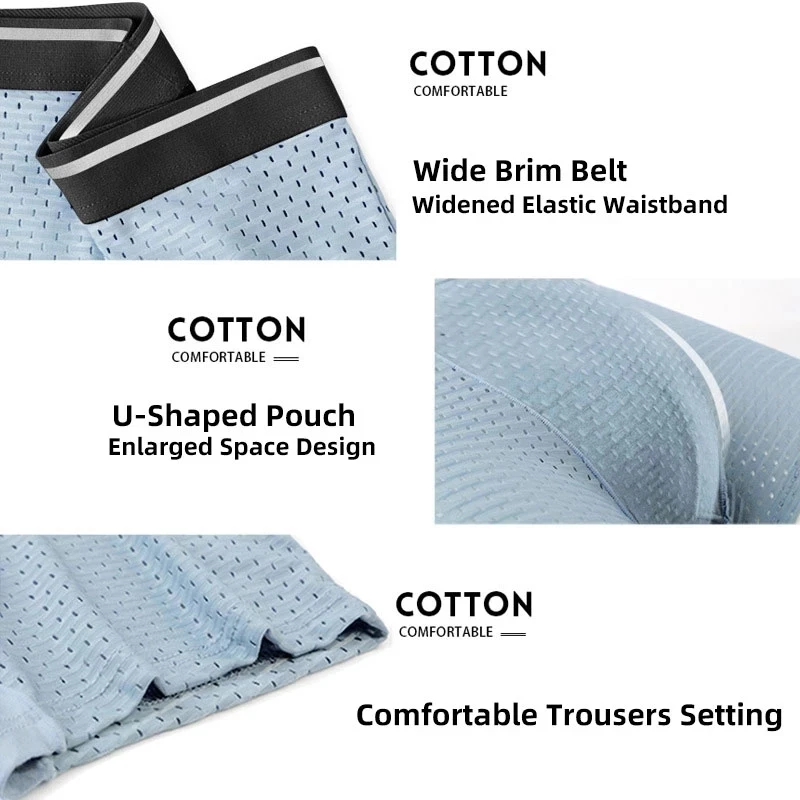 Men's Panties Man Boxer Undrewear Boxershorts Men Sexy Boxers Comfortable Breathable Elastic waist Ice Silk Mesh Plus Size L-5XL