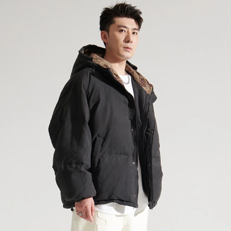 Cotton Clothing Men's Fashion Brand Autumn and Winter Thickening Ins Trendy Hooded Suede Casual Couple Coat