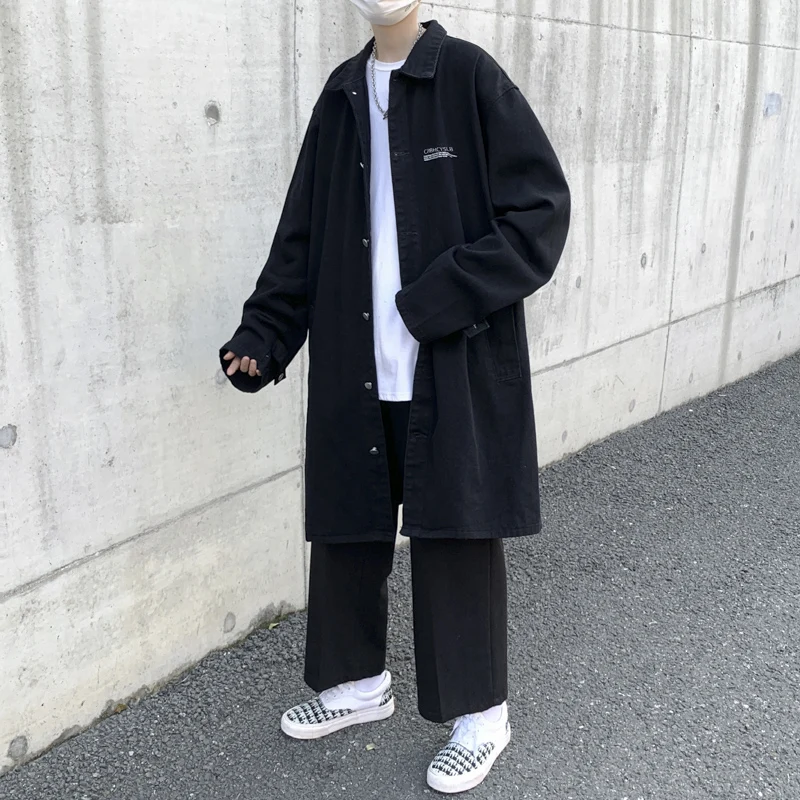 Мужская длинная куртка с буквенным принтом осенние модные тренды уличная одежда