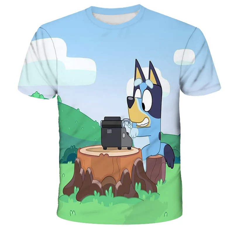 

Kids T-Shirt BLUEY Dog Cartoon Tee Children Summer Short Sleeve Clothes for Girls 3D Printed Cute Tops for 4-14 Years