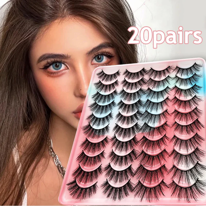 

Накладные ресницы из искусственной норки, многоразовые натуральные длинные густые пушистые ресницы разных стилей для макияжа глаз, 20 пар