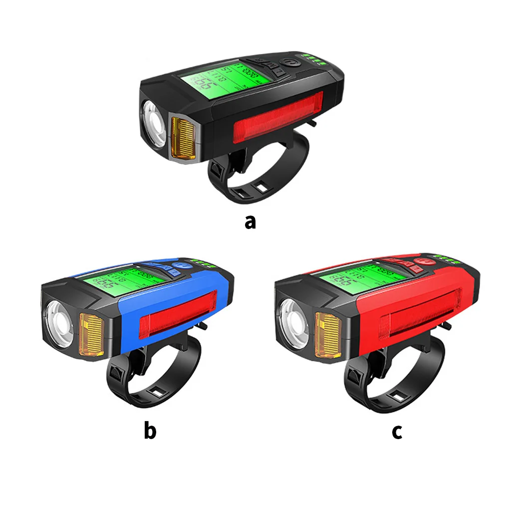 

3 in 1 USB Bike Front Light 5 LED Bicycle Computer Horn Bicycle Flashlight IPX4 Waterproof Odometer Computer Speedometer