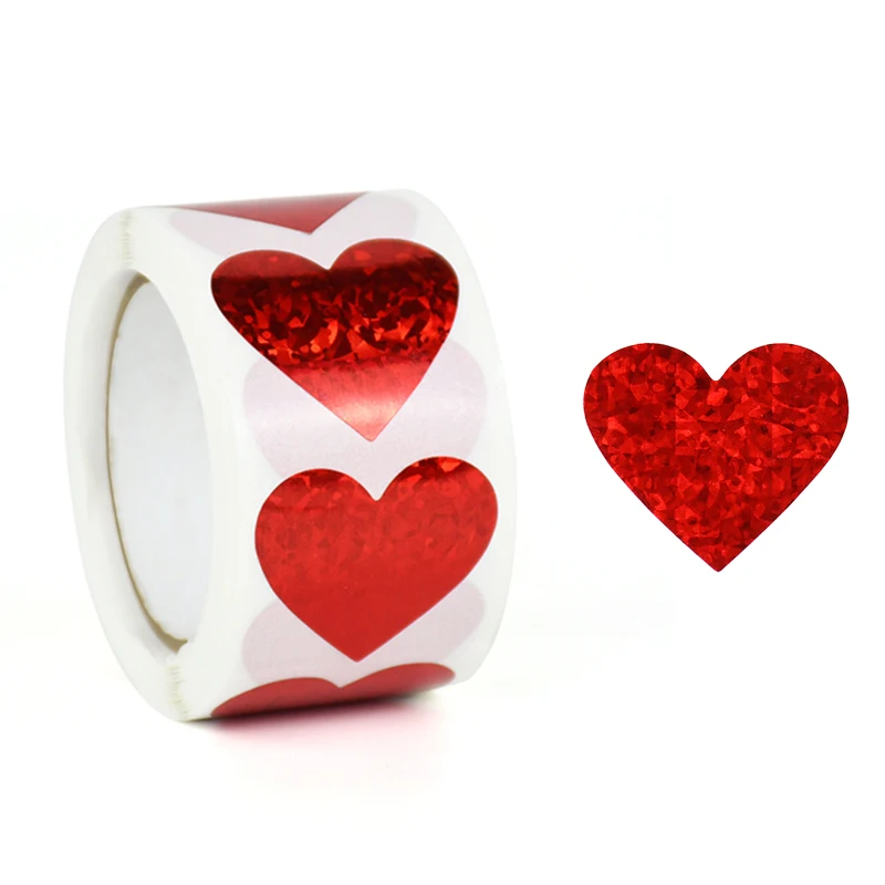 

300pcs Red Heart Shape Stickers Valentine's Day Love Packaging Sticker Candy Bag Wedding Supply Seal Labels 1inch Gift Decor
